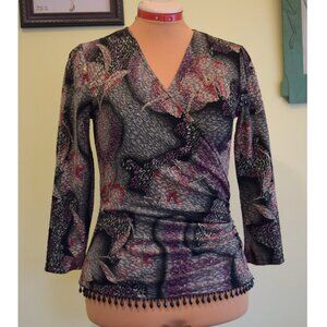 Dress Barn Novelty Knit Fancy Top with Beads and Gold, Size Small